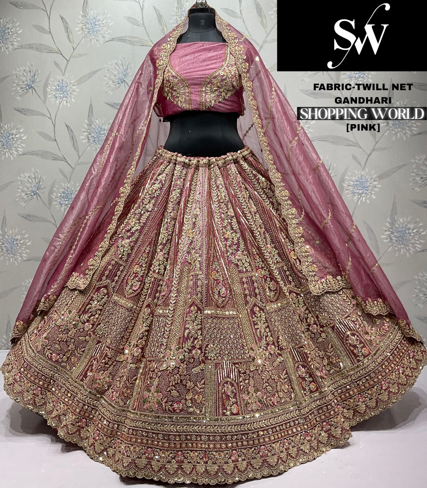 Awesome onion pink Twill Net Lehenga
