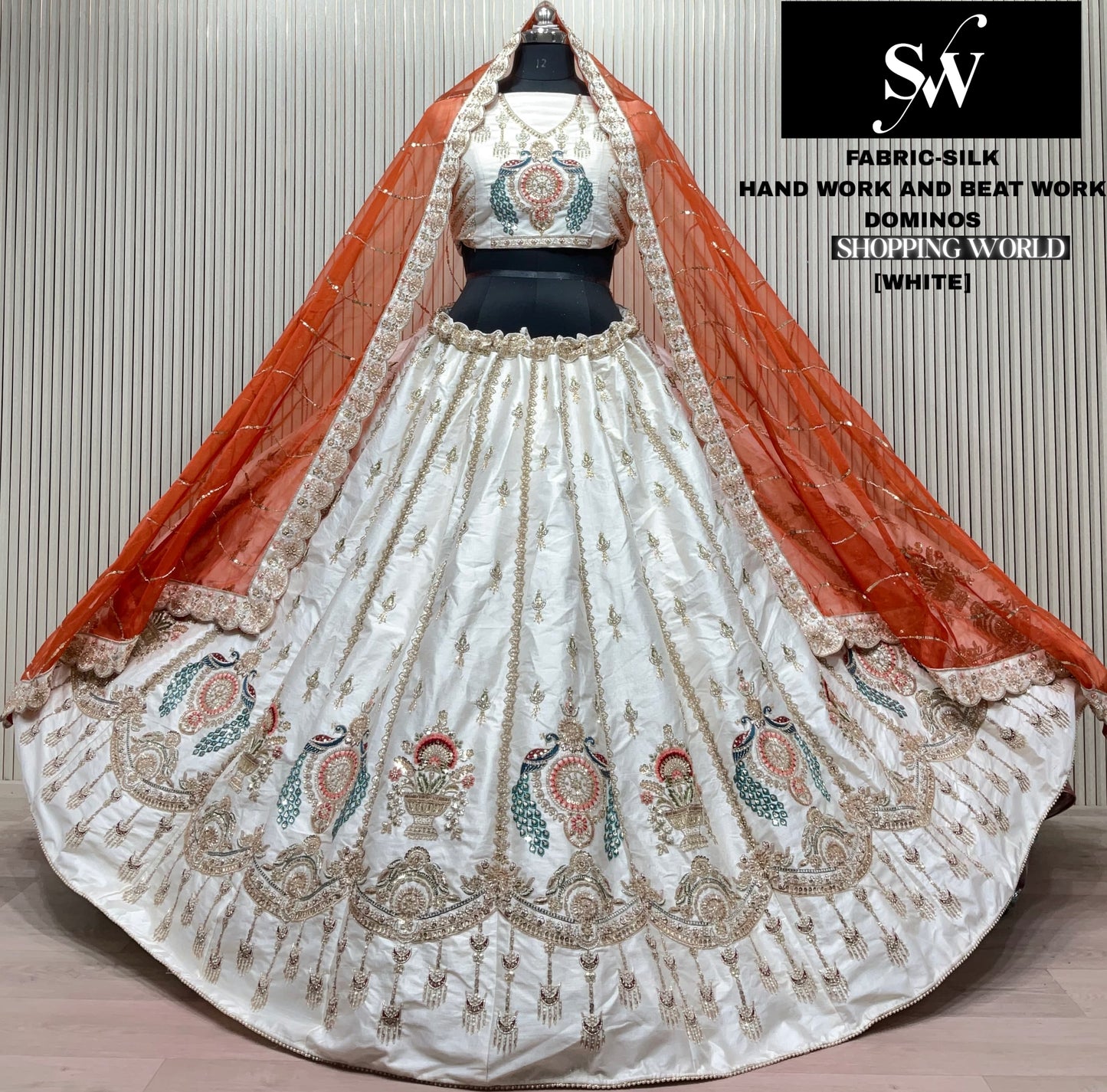 Something different Rust orange peacock Silk Bridal Lehenga