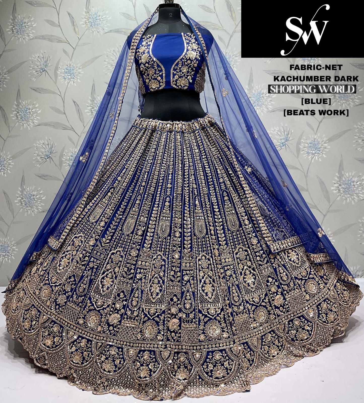Charming Chiku golden Beats work Net Lehenga