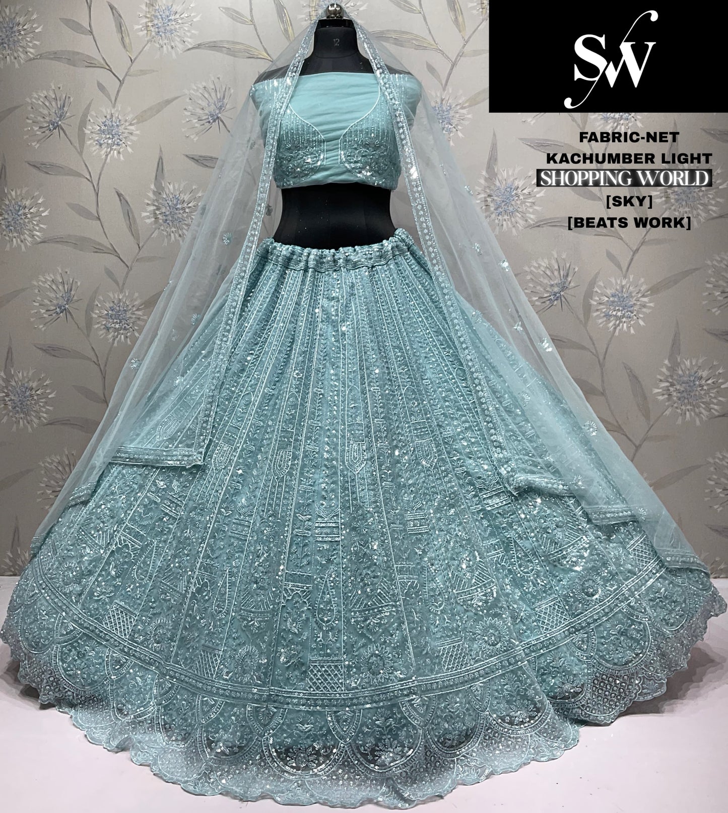 Attractive pink Beats Work Net Lehenga