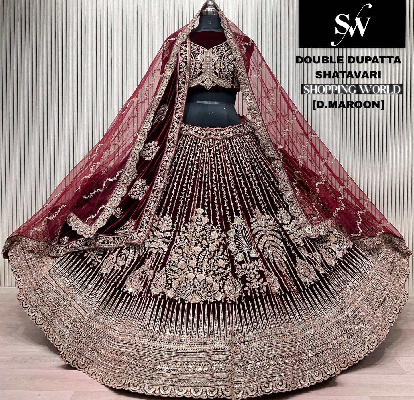 Amazing light Maroon Double Duptta Bridal Lehenga