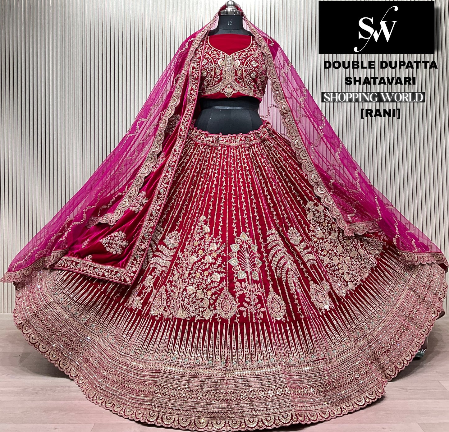 Fantastic Dark maroon Double Duptta Bridal Lehenga