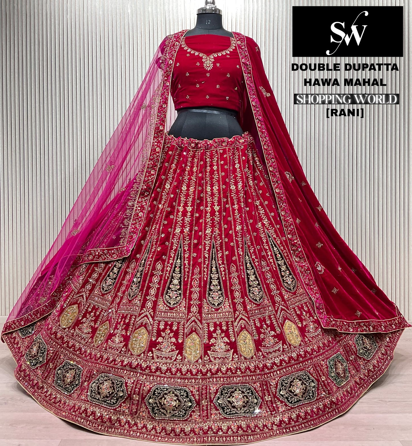 Engaging light Maroon Double Duptta Bridal Lehenga