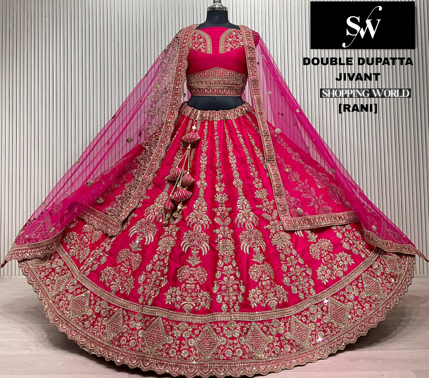 Beautiful Red Double Duptta Bridal Lehenga