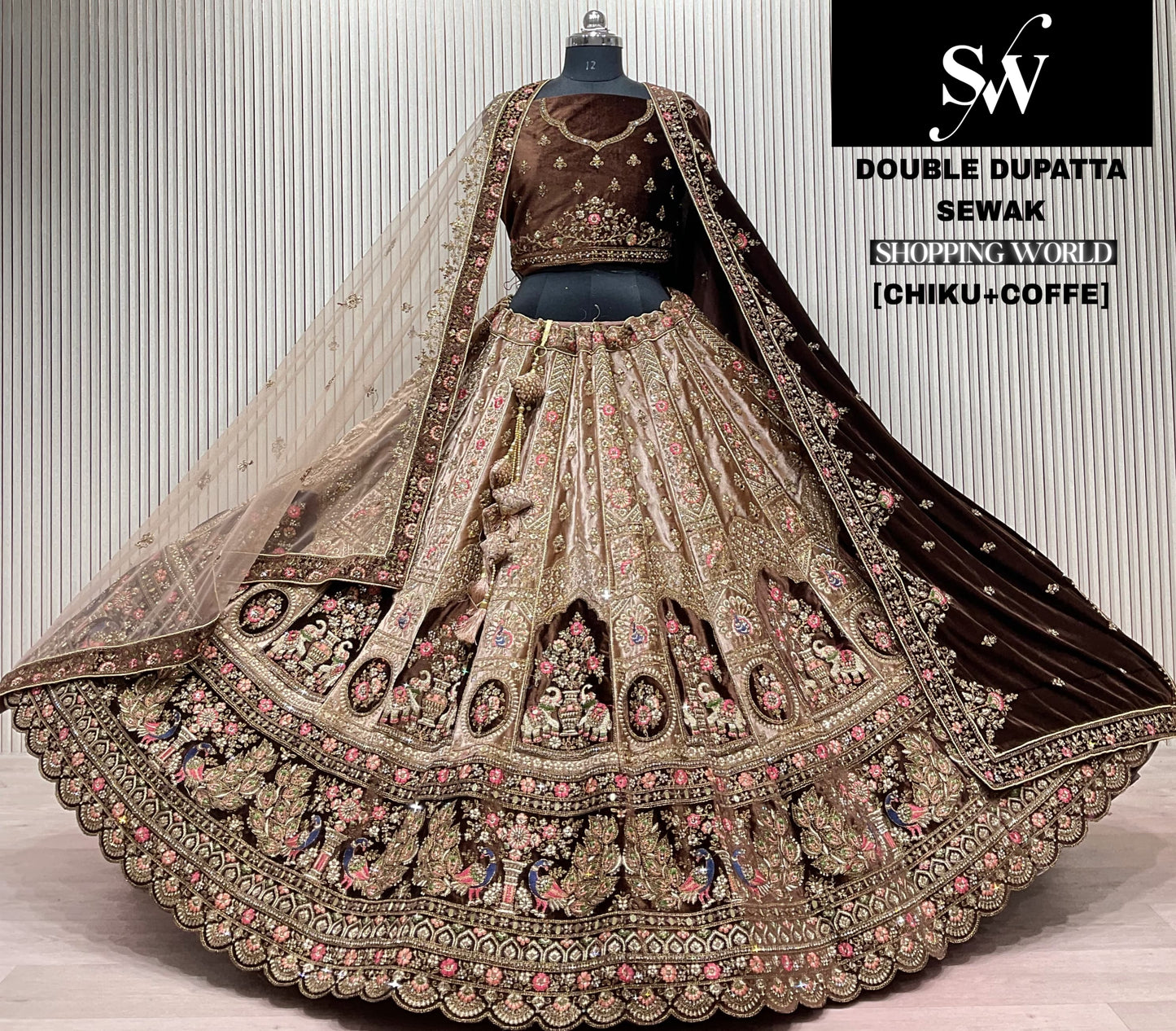 Good looking pink Raspberry Double Duptta Bridal Lehenga