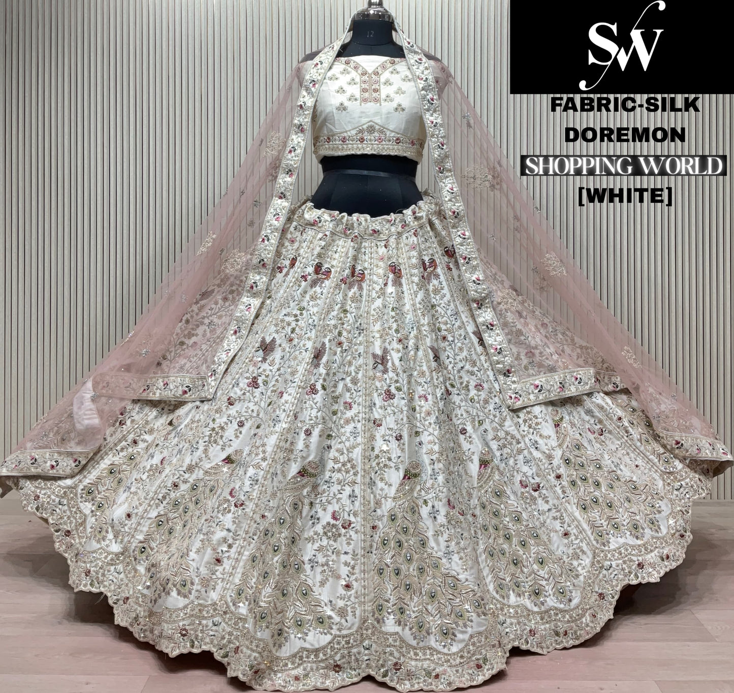 Delightful baby pink peacock Silk Lehenga