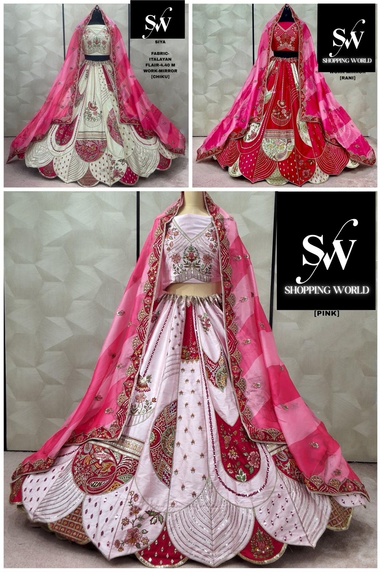 Good looking Chiku golden Rani pink Baby Pink Italayan Lehenga