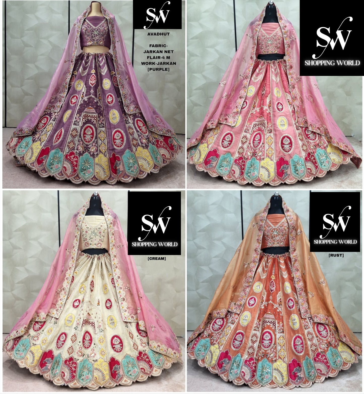 Stunning purple pink Cream White Rust Orange Lehenga