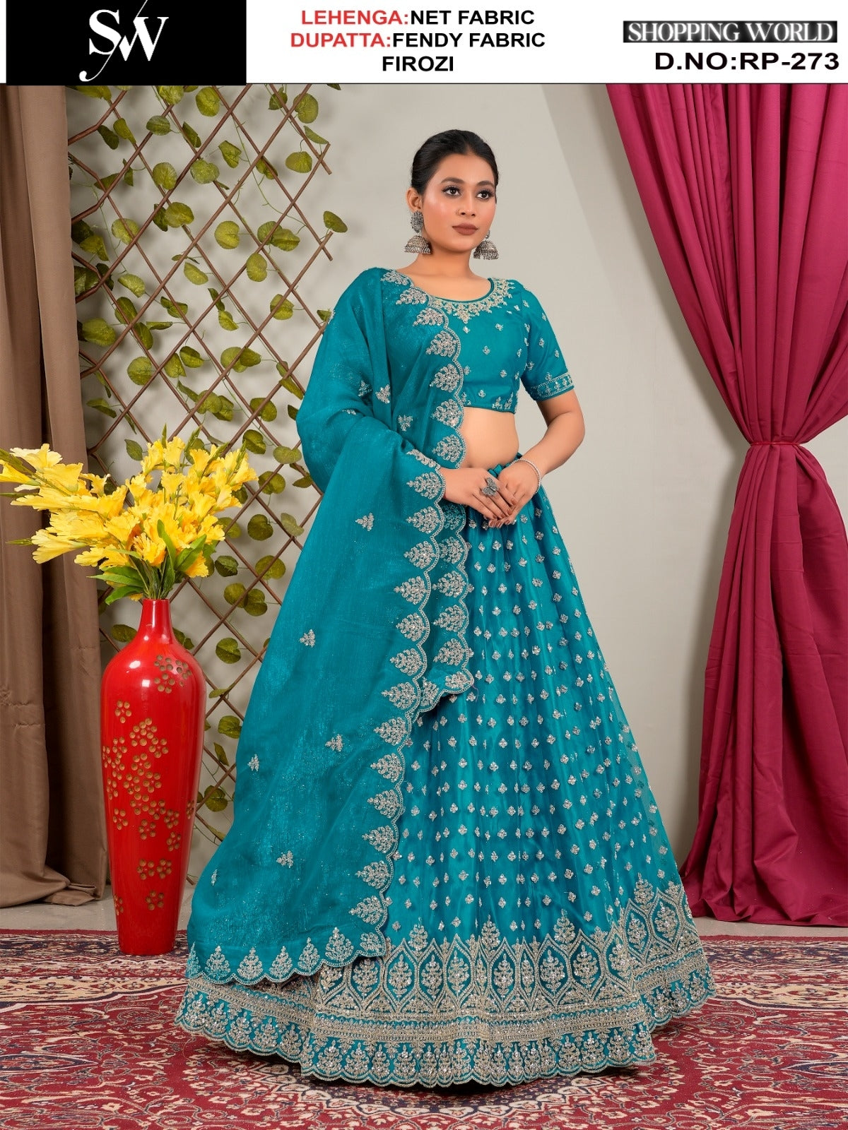 Attractive firozi blue Net Lehenga
