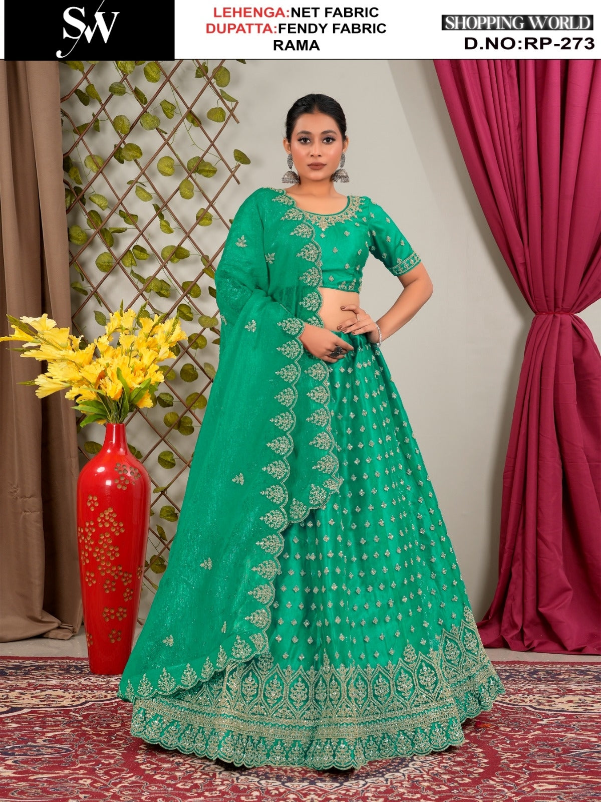 Gorgeous Rama green Net Lehenga