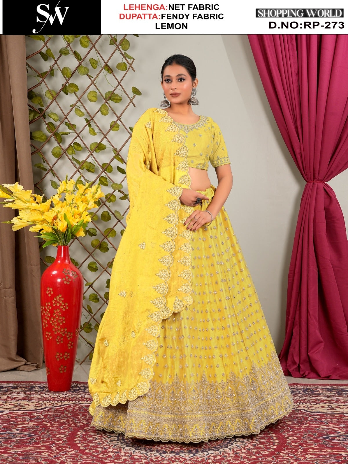 Stunning Lemon yellow Net Lehenga