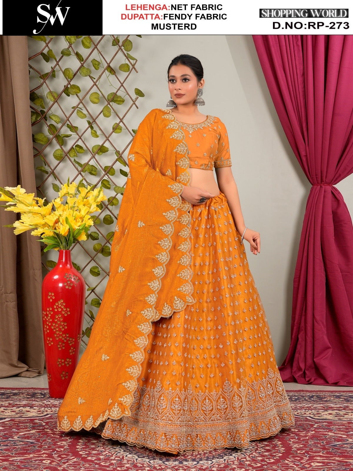 Good looking mustard yellow Net Lehenga