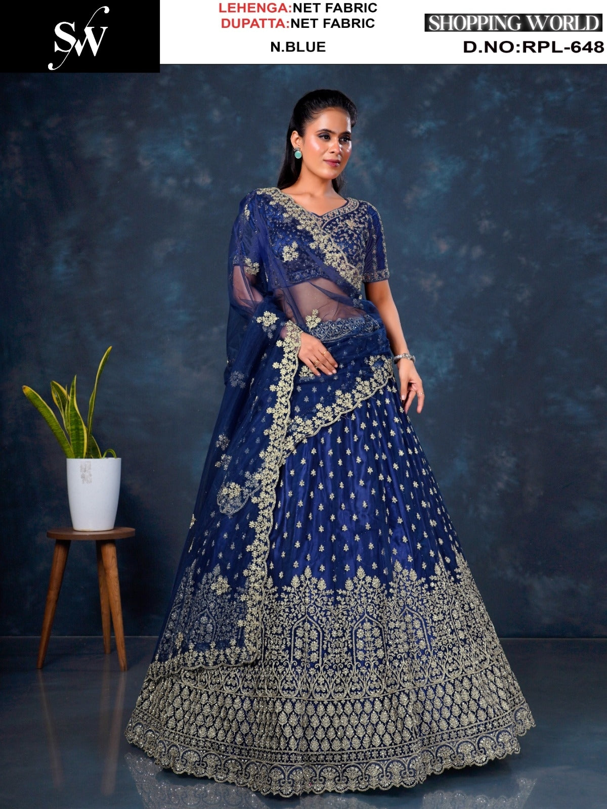 Good looking Navy blue Net Lehenga