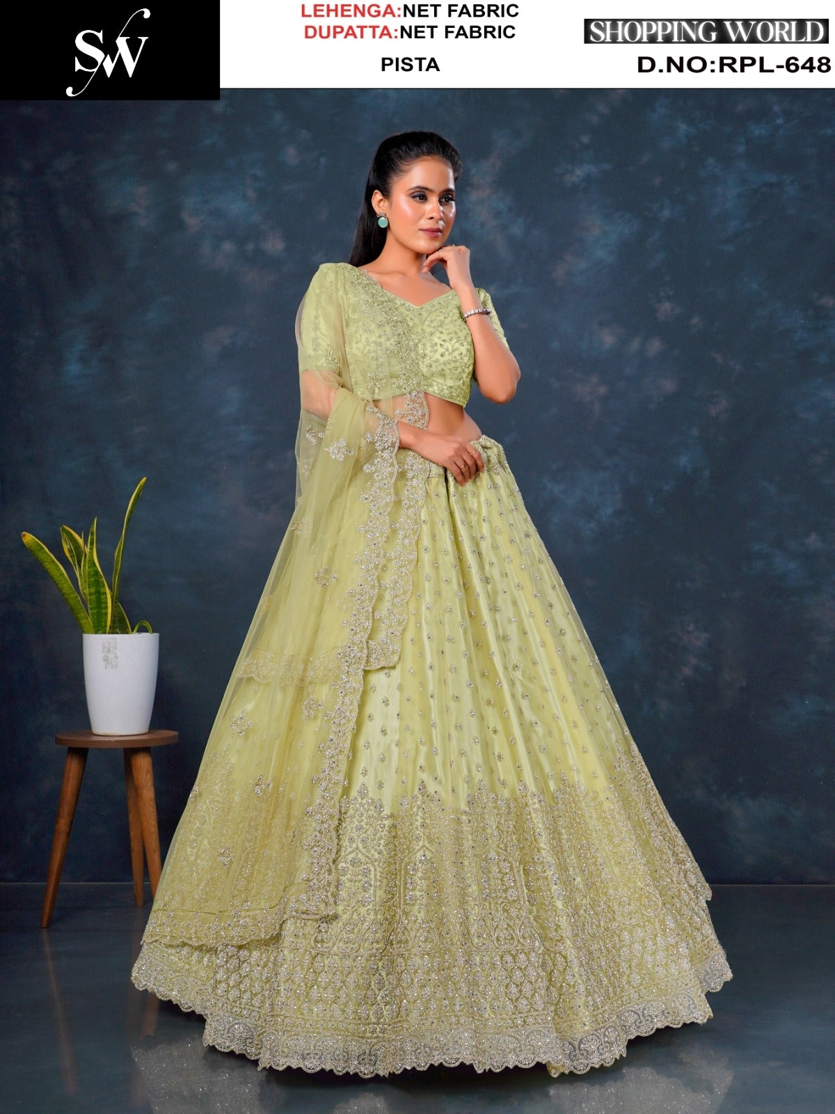 Stunning pista green Net Lehenga
