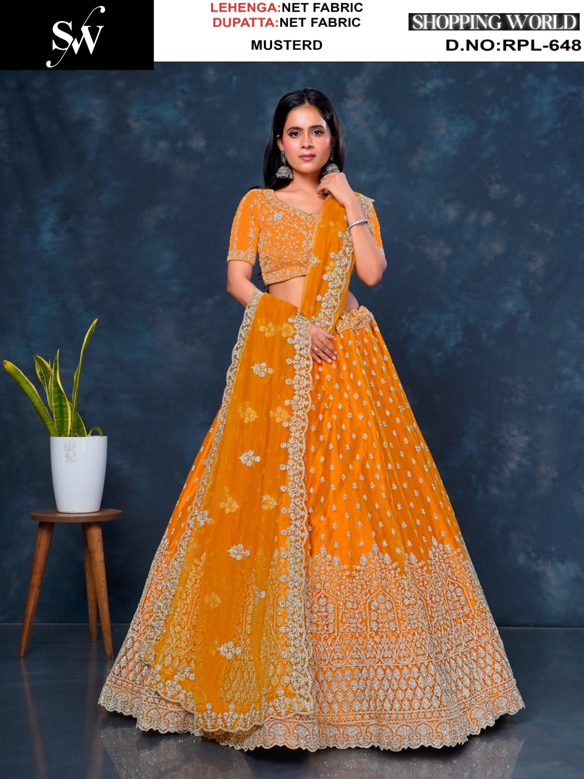 Eye Catching Mustard Net Lehenga