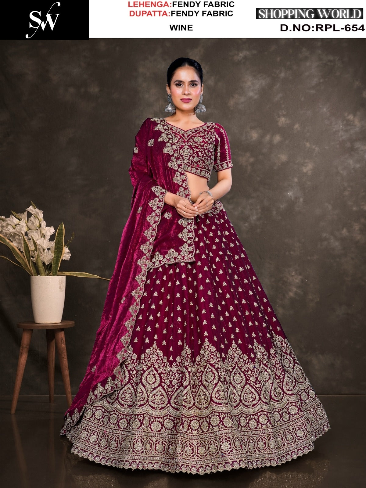 Lavishing wine Fendy Lehenga