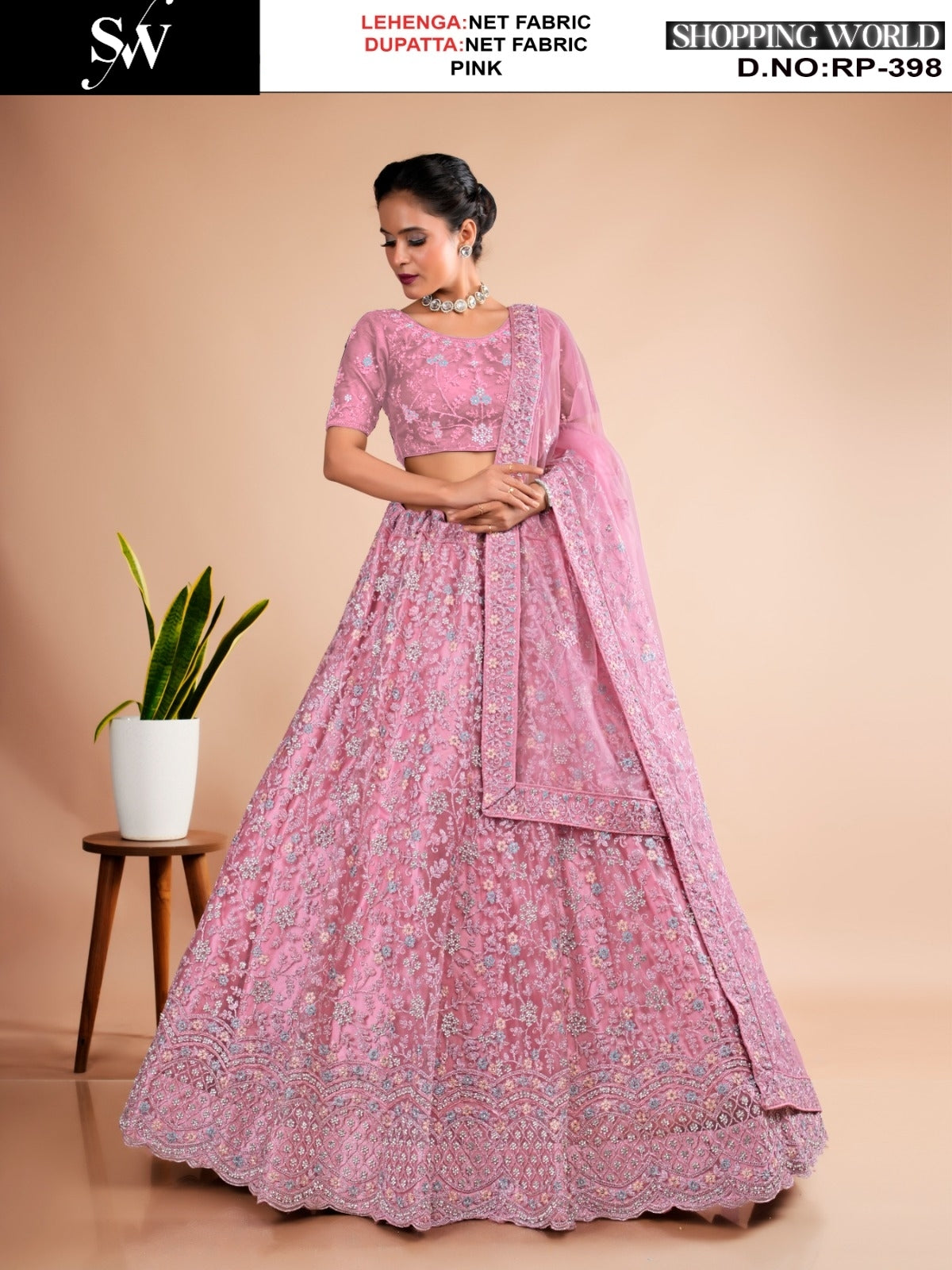 Engaging pink Net Lehenga
