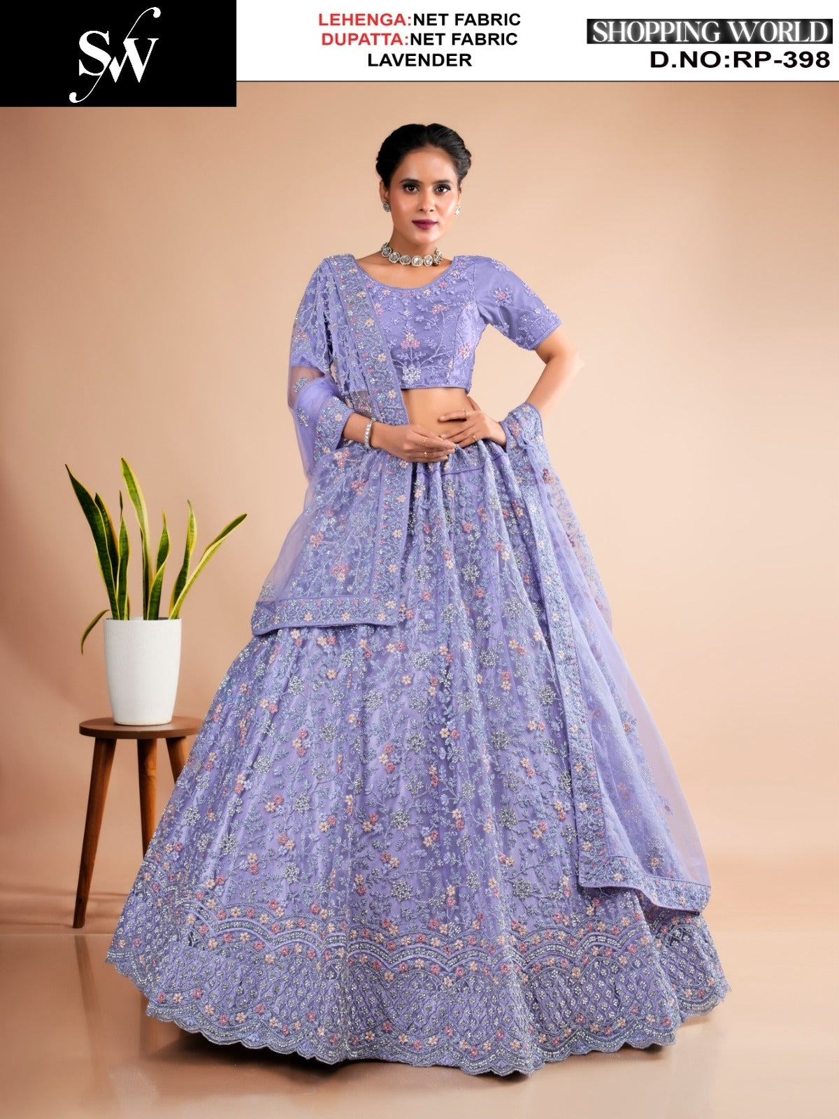 Embellished Lavender Net Lehenga