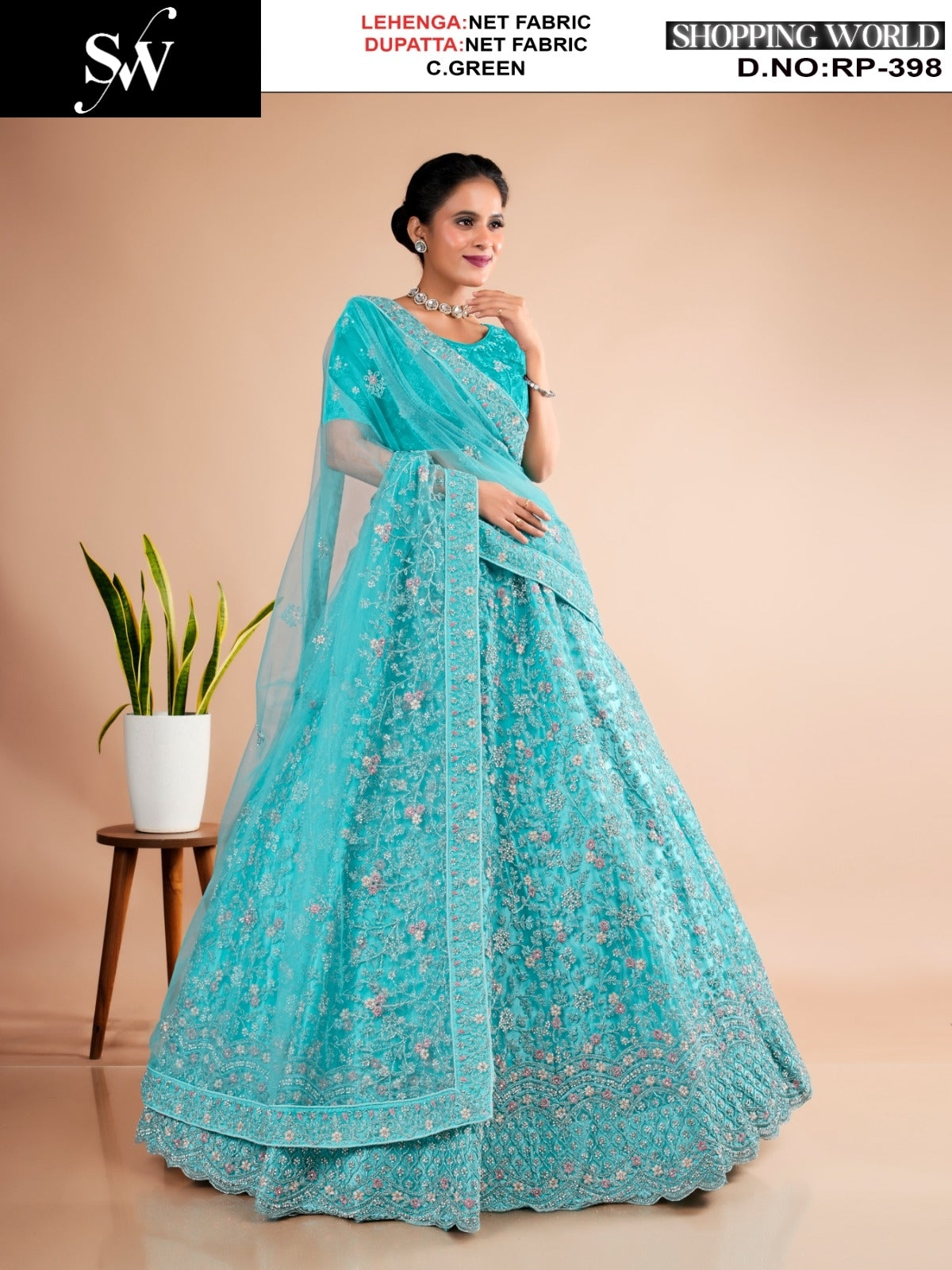 Fantastic Sea green Net Lehenga