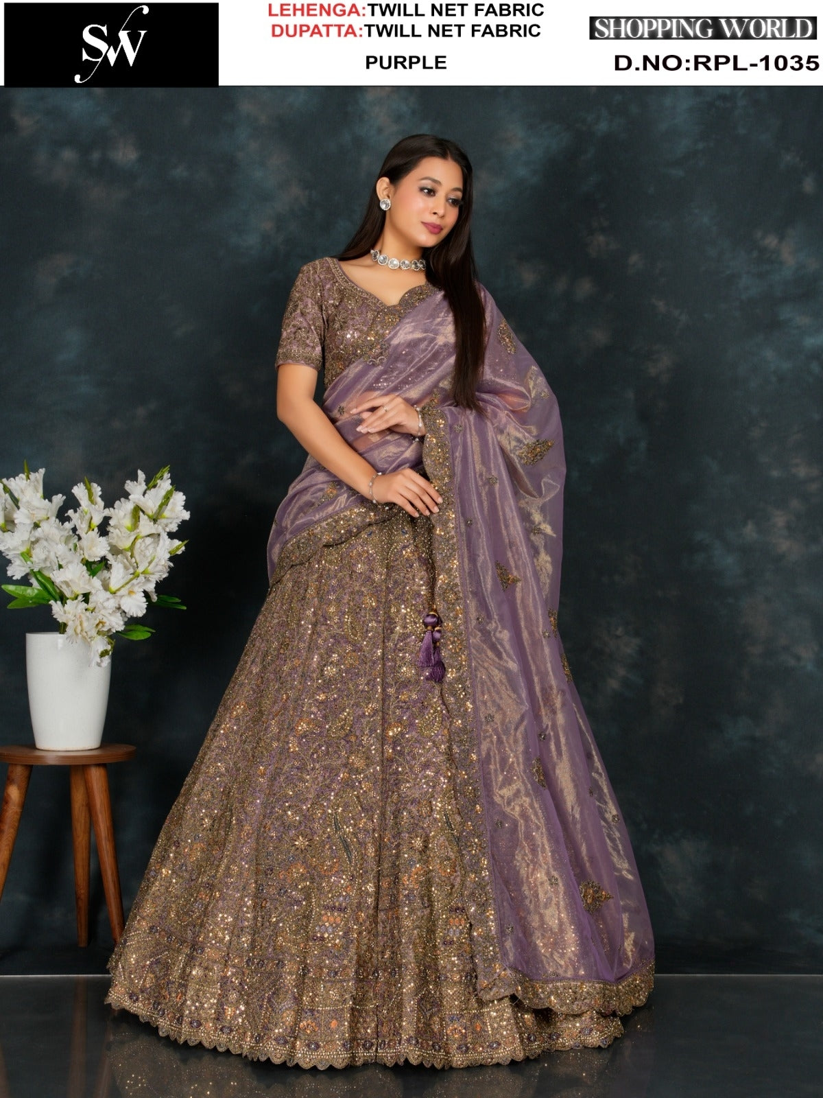 Majestic purple Twill Net Lehenga