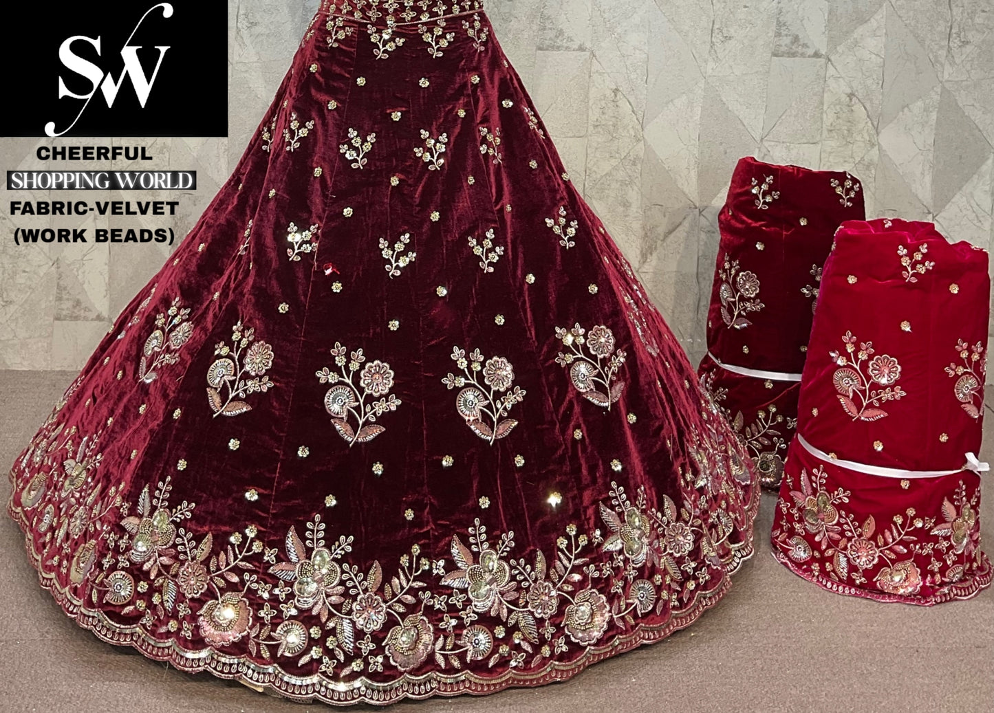 Fabulous Velvet Maroon Velvet Lehenga