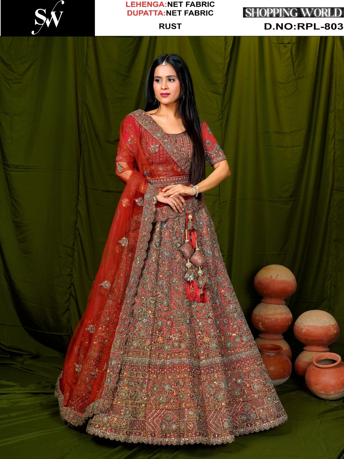 Amazing Mehendi green Net Lehenga