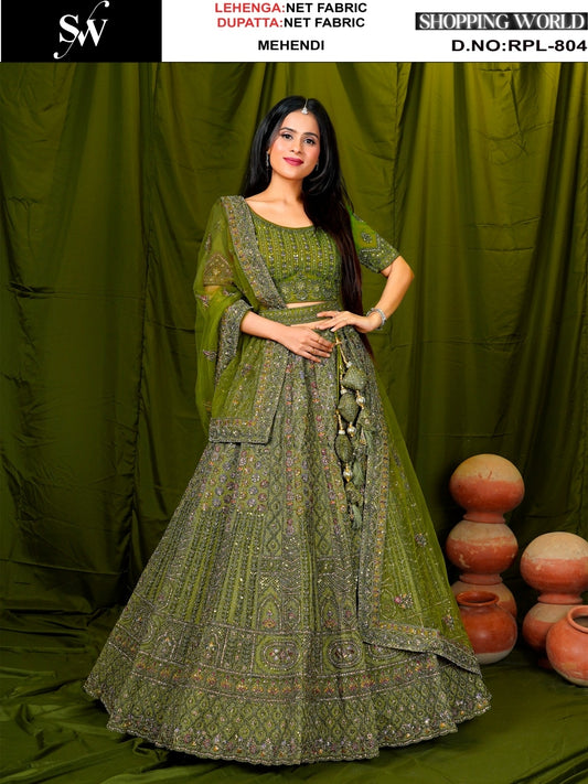 Attractive Firozi blue Net Lehenga