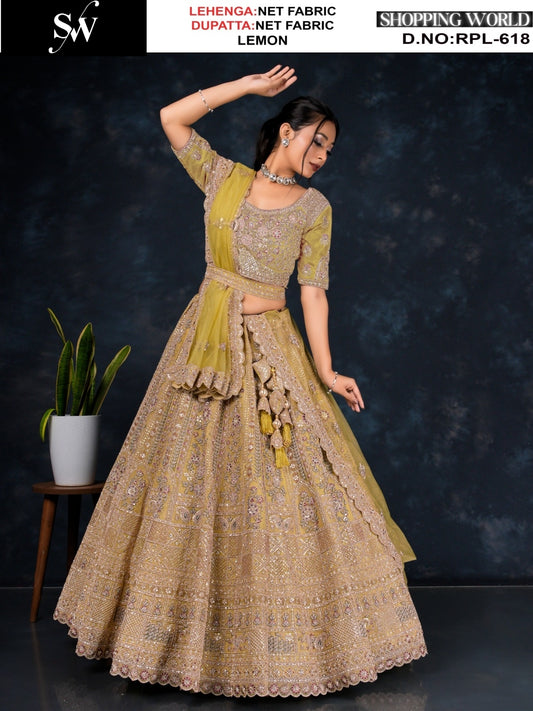 Glamorous Rani pink Net Lehenga