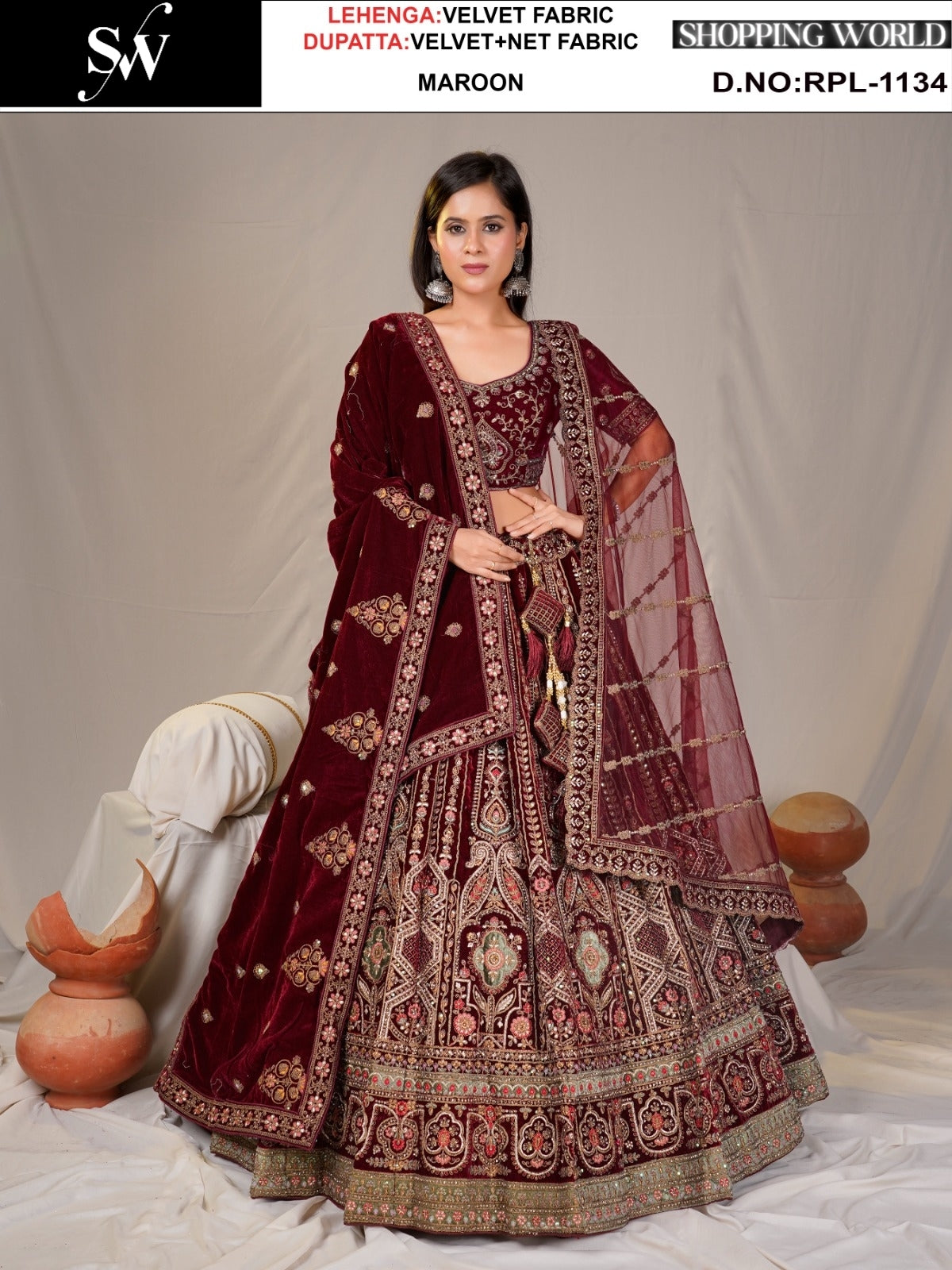 Elegant Red Velvet Lehenga