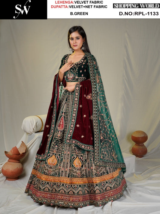 Something different Rani pink Velvet Lehenga