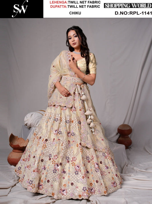 Engaging pink Twill Net Lehenga
