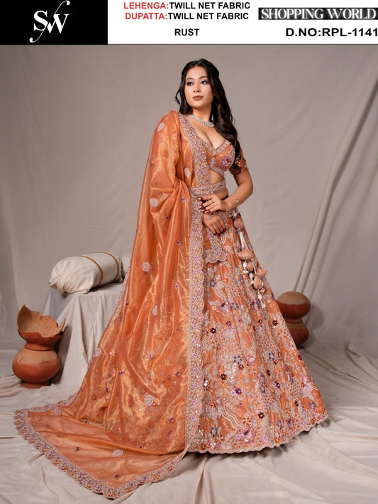 Awesome purple Twill Net Lehenga