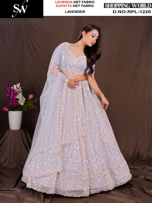 Beautiful Off White Net Lehenga
