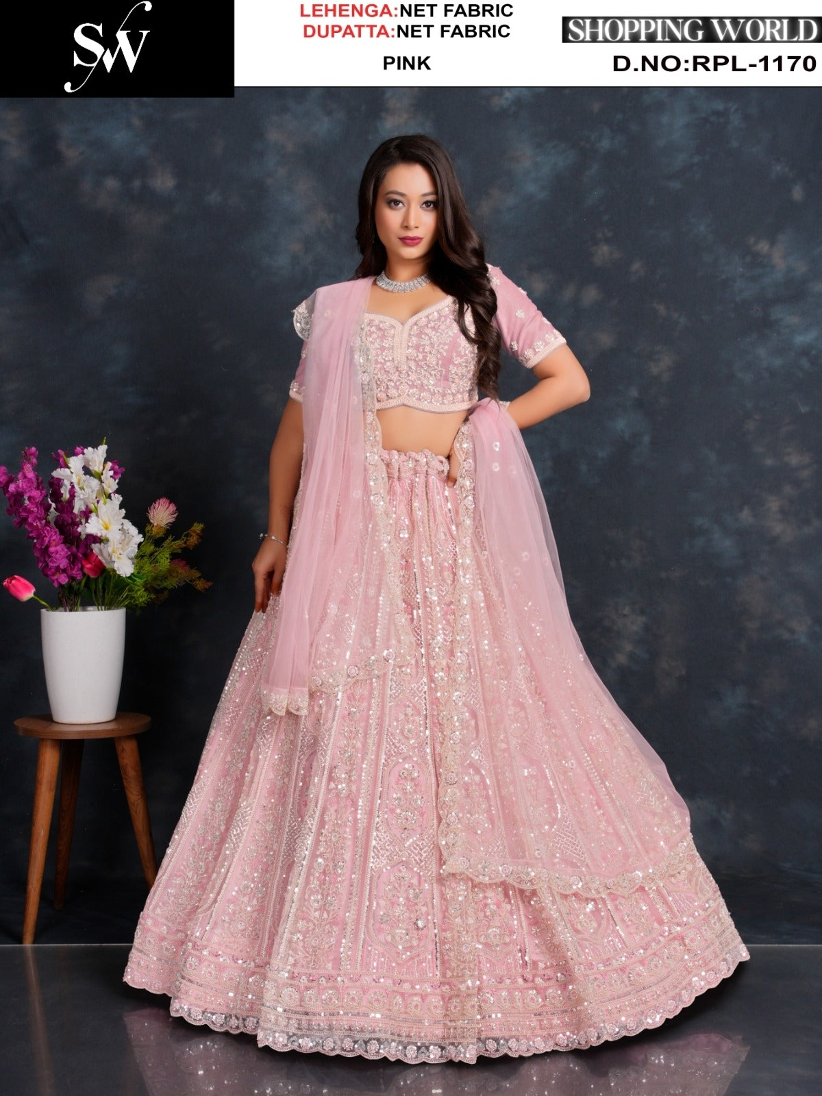 Stunning Lavender Net Lehenga