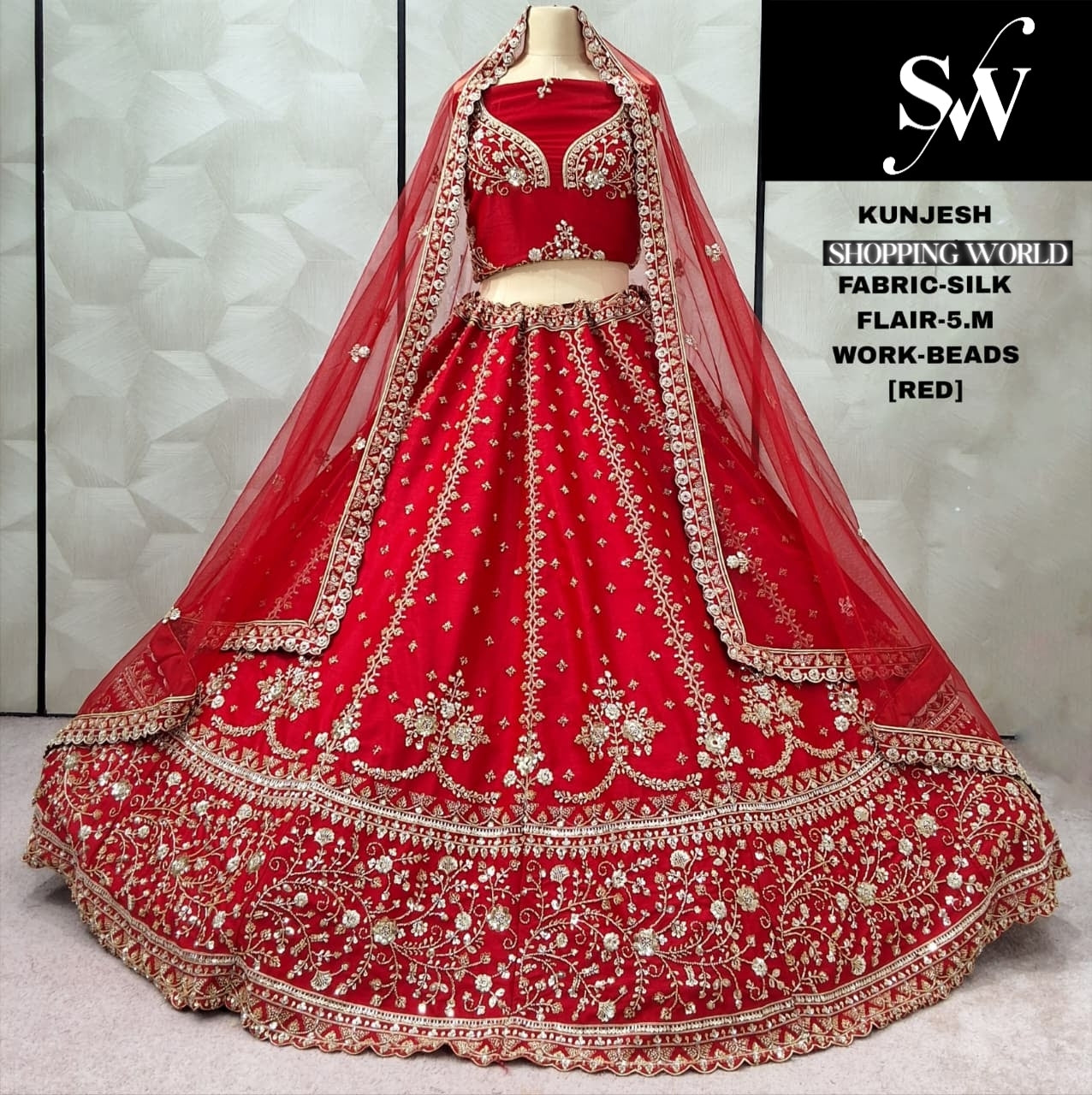 Embellished Rani pink Silk Bridal Lehenga