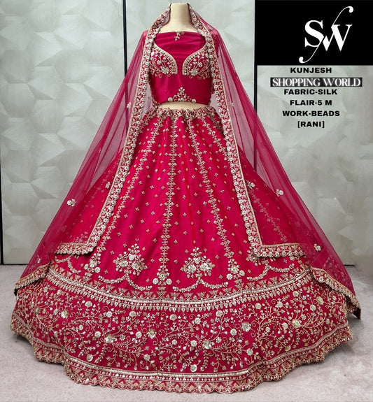 Delightful Red Silk Bridal Lehenga