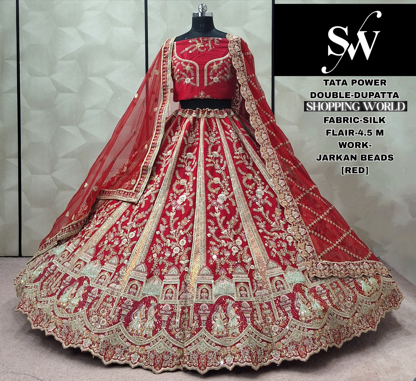 Engaging Rani pink Silk Double Dupatta Bridal Lehenga