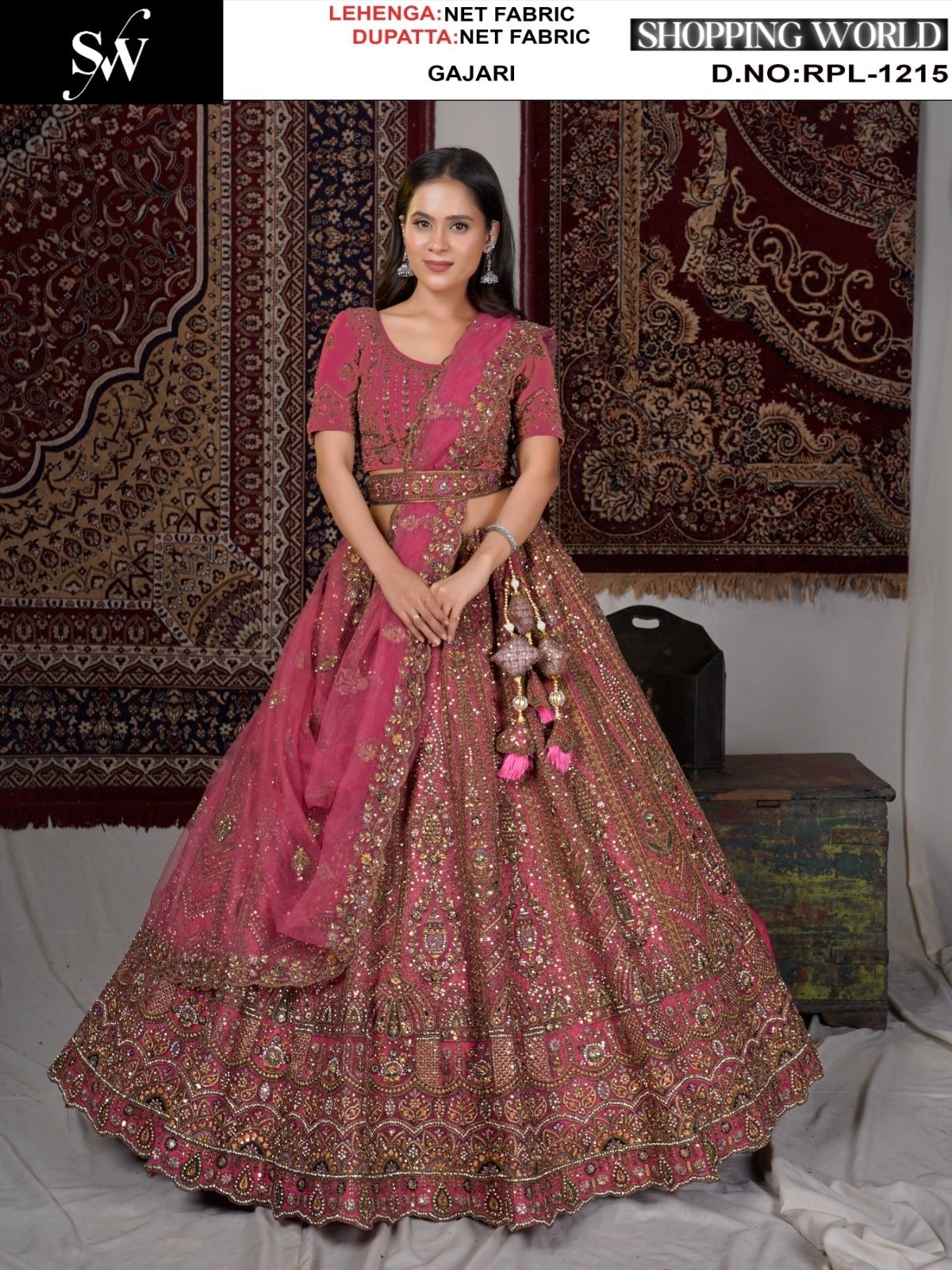 Majestic Gajri pink Net Lehenga