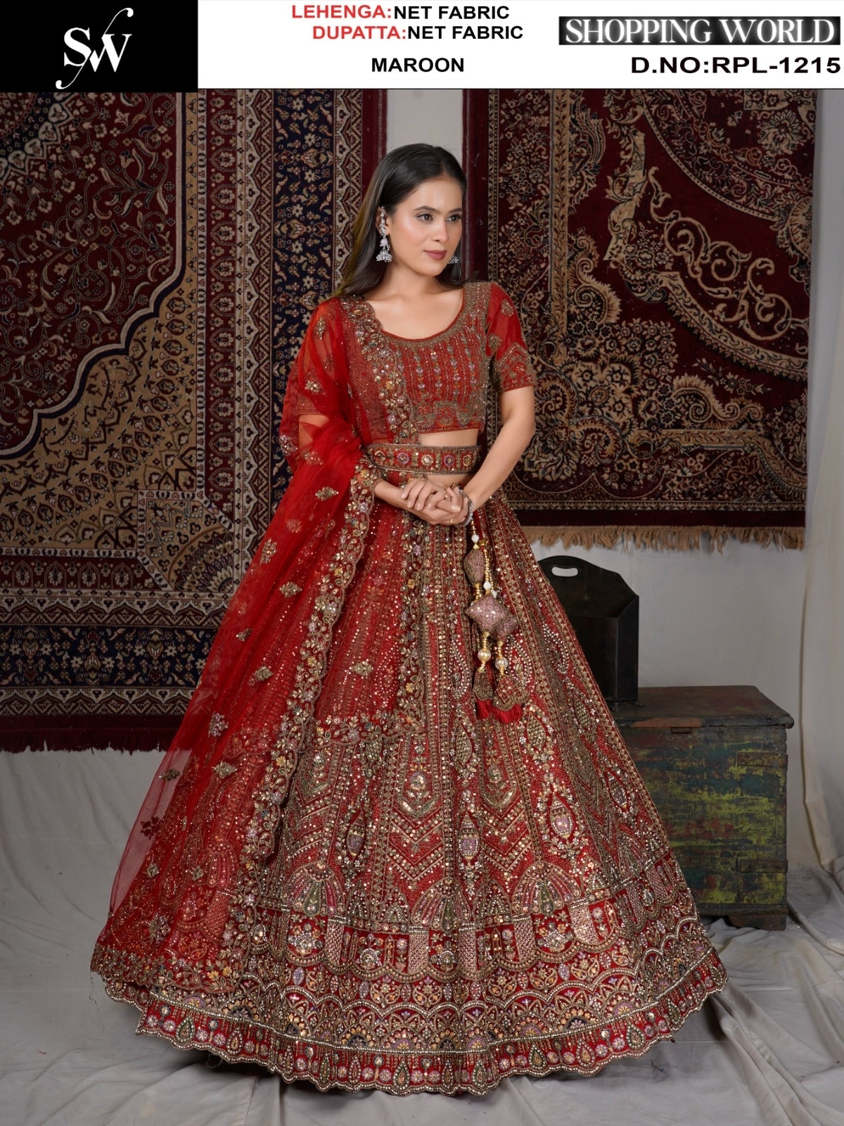 Embellished Chiku golden Net Lehenga