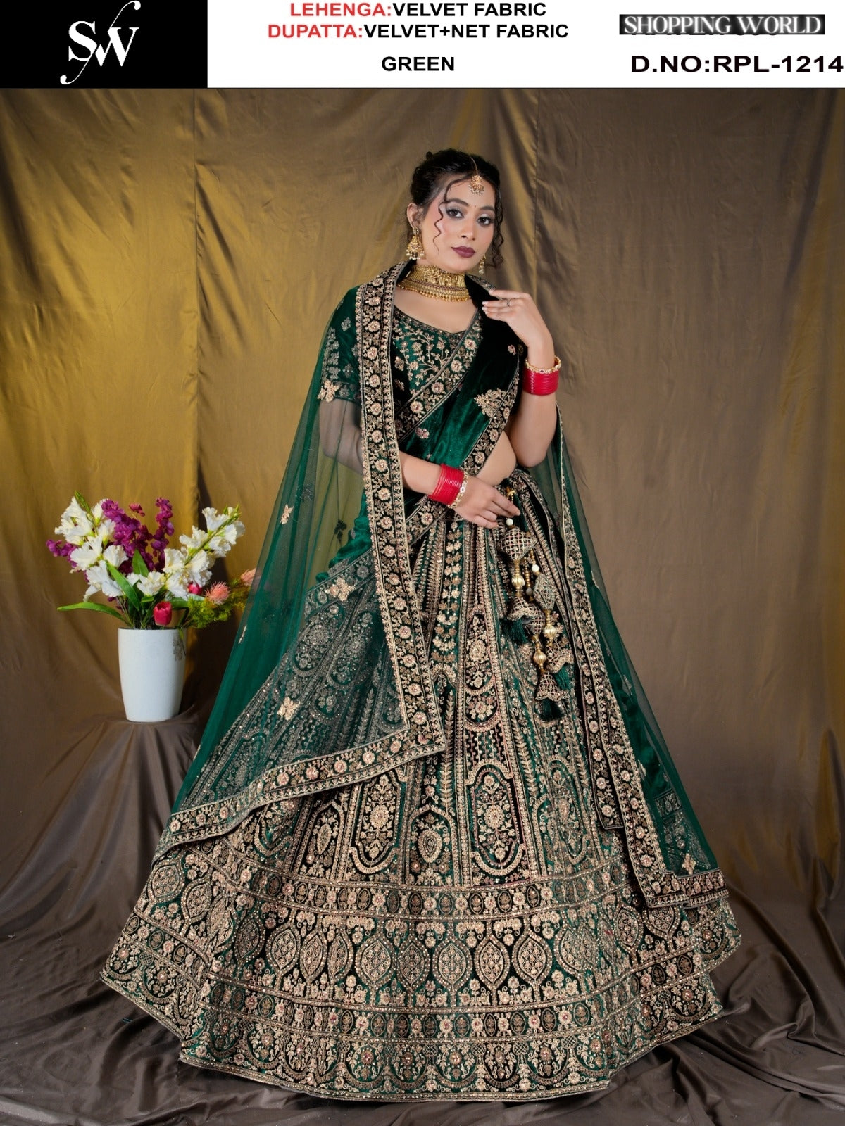 Beautiful Rani pink Velvet Bridal Lehenga