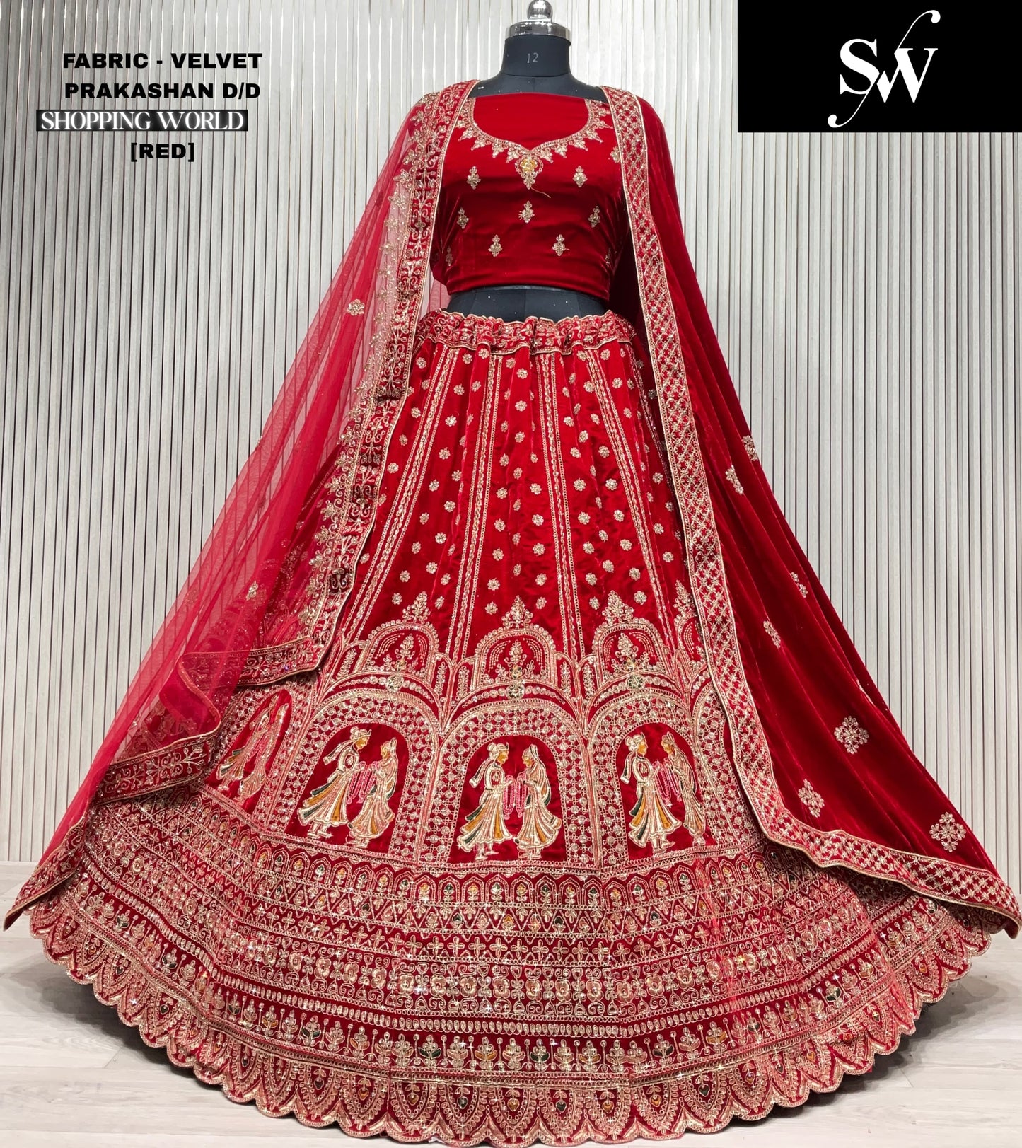 Stunning Doli Barat Light Maroon Velvet Bridal Lehenga