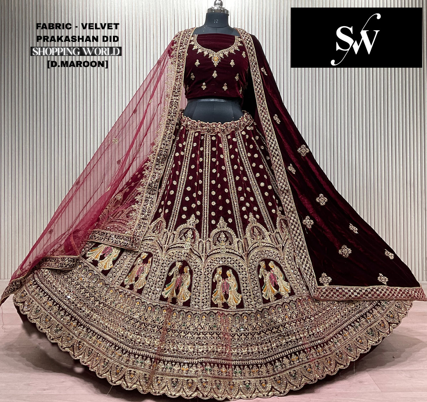 Tremendous Doli Barat Red Velvet Bridal Lehenga