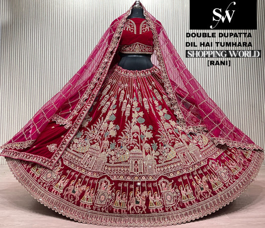 Lovely Light Maroon Double Dupatta Doli Barat Bridal lehenga