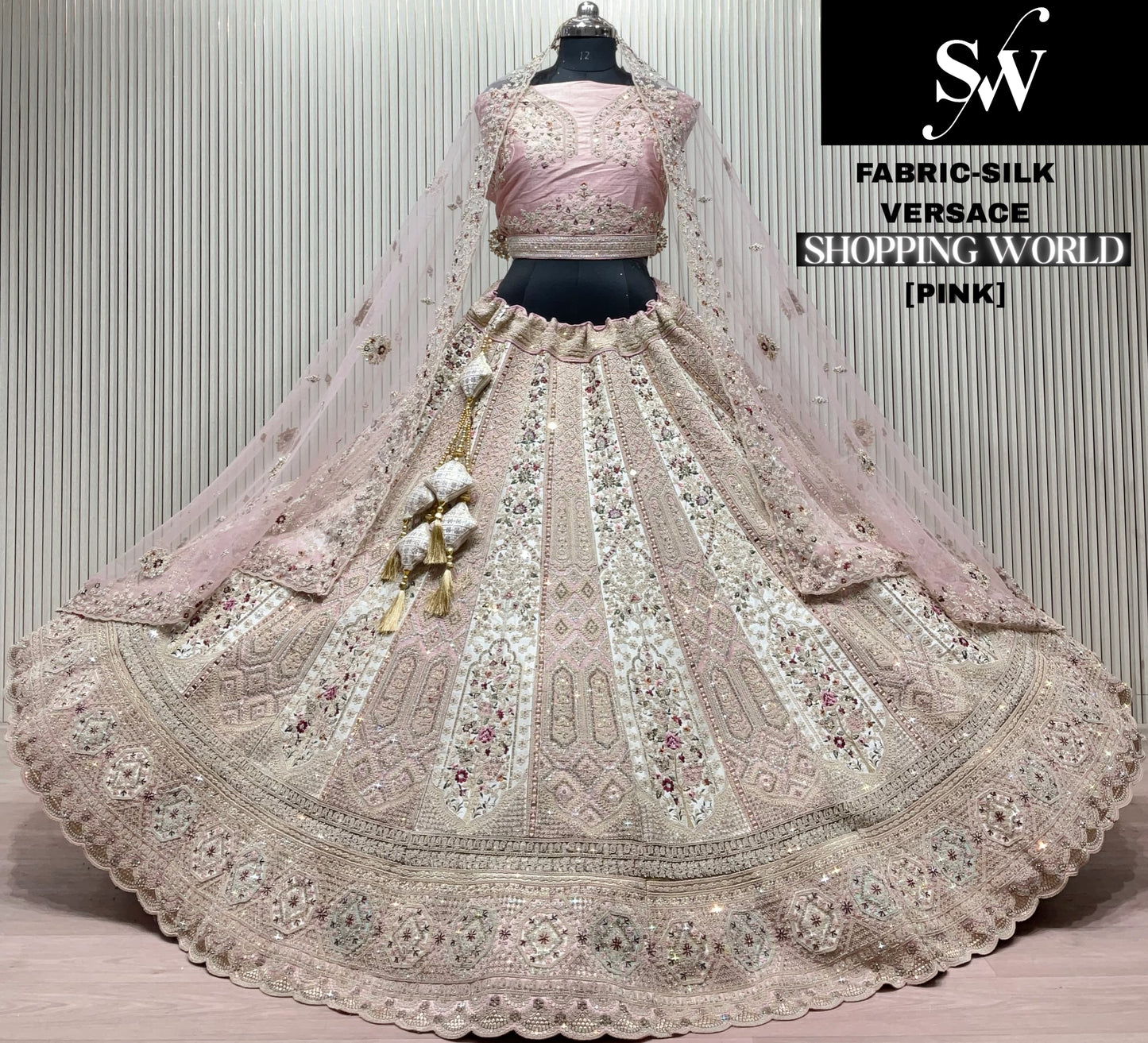 Elegant Pink Silk Lehenga