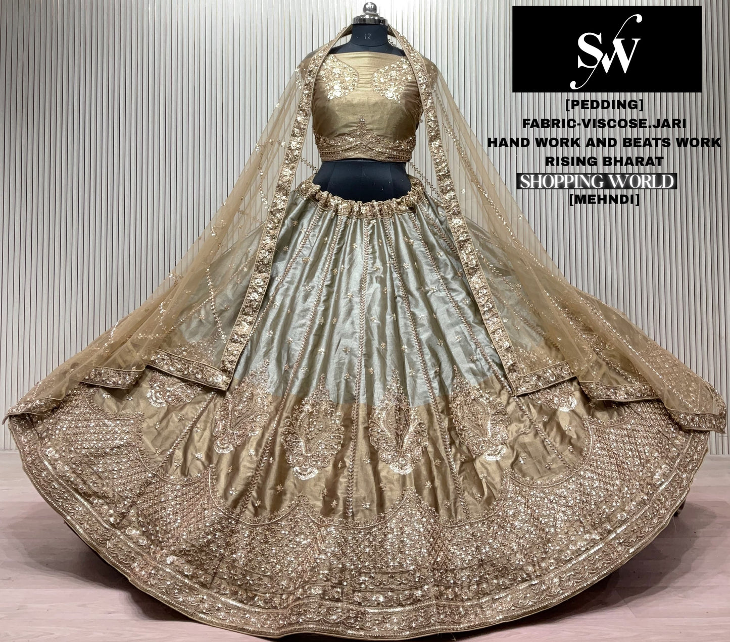 Mehendi Green Viscous Jari Lehenga