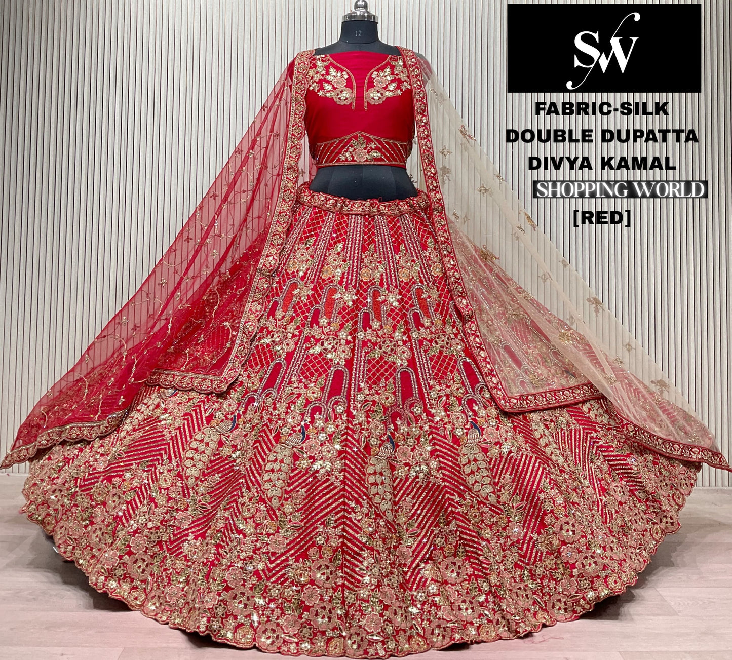 Rani Pink Double Dupatta Peacock Velvet Bridal Lehenga