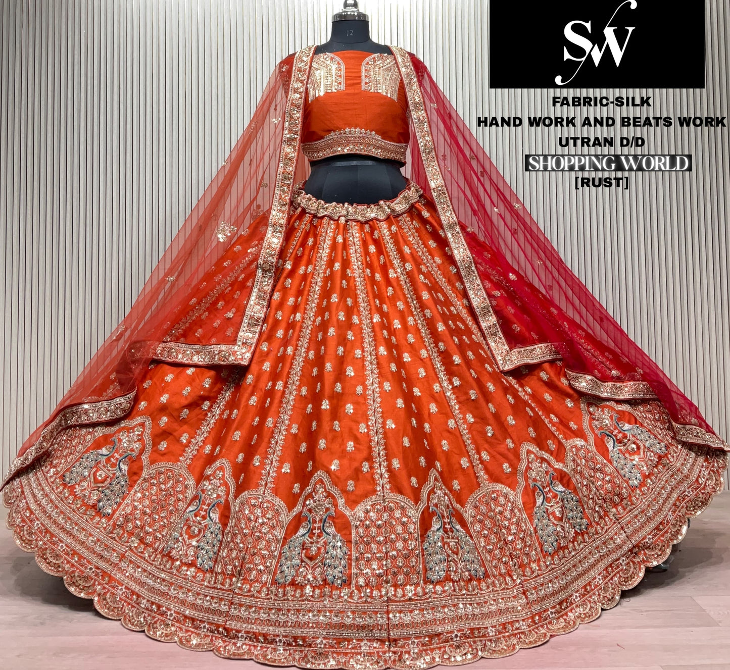 Rani pink peacock Silk Bridal Lehenga