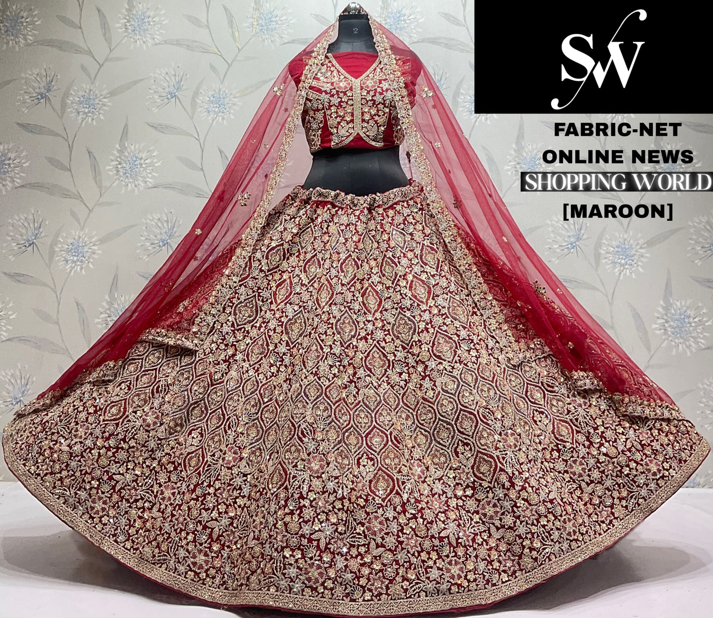 Royal Blue Net Lehenga