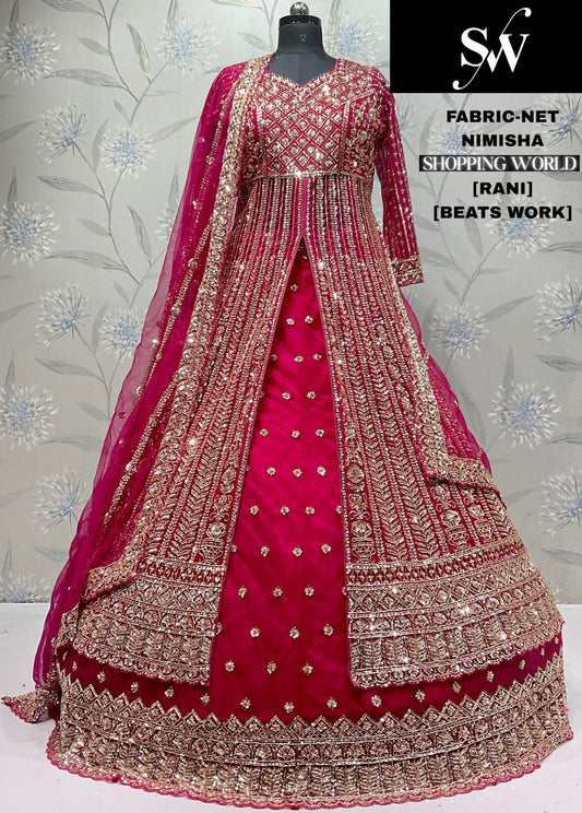 Blue Net Farshi garara muslim Bride Long Indo Dress