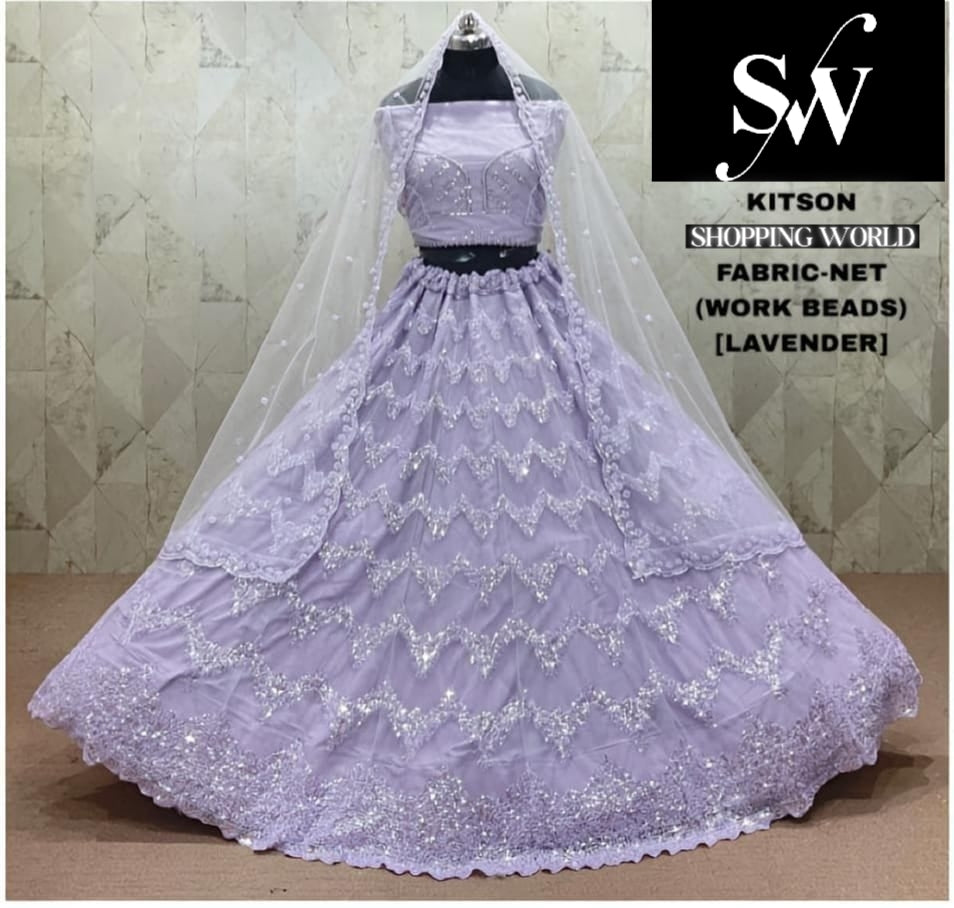 Lavender Net Lehenga